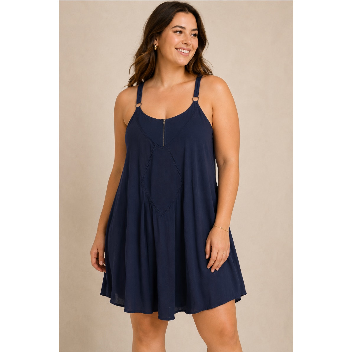 NWT Torrid Women's Medium/Large Navy Swing Trapeze Minimalist 00 Boho Sundress