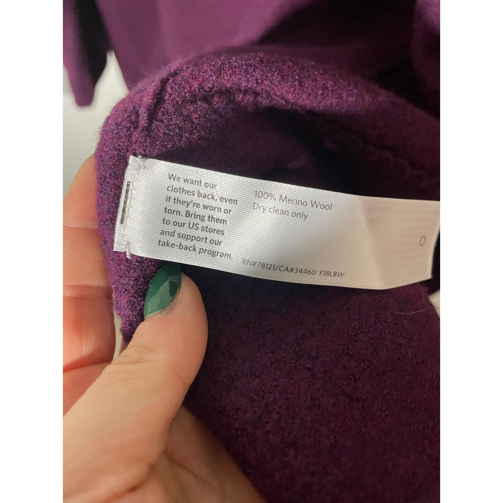 Eileen Fisher Lightweight Boiled Wool High Collar Plum Cardigan