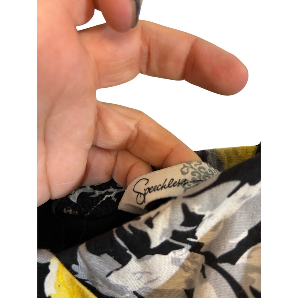 VTG Speechless Y2K Strapless Mini Dress Juniors 7 Black Yellow Floral Cocktail