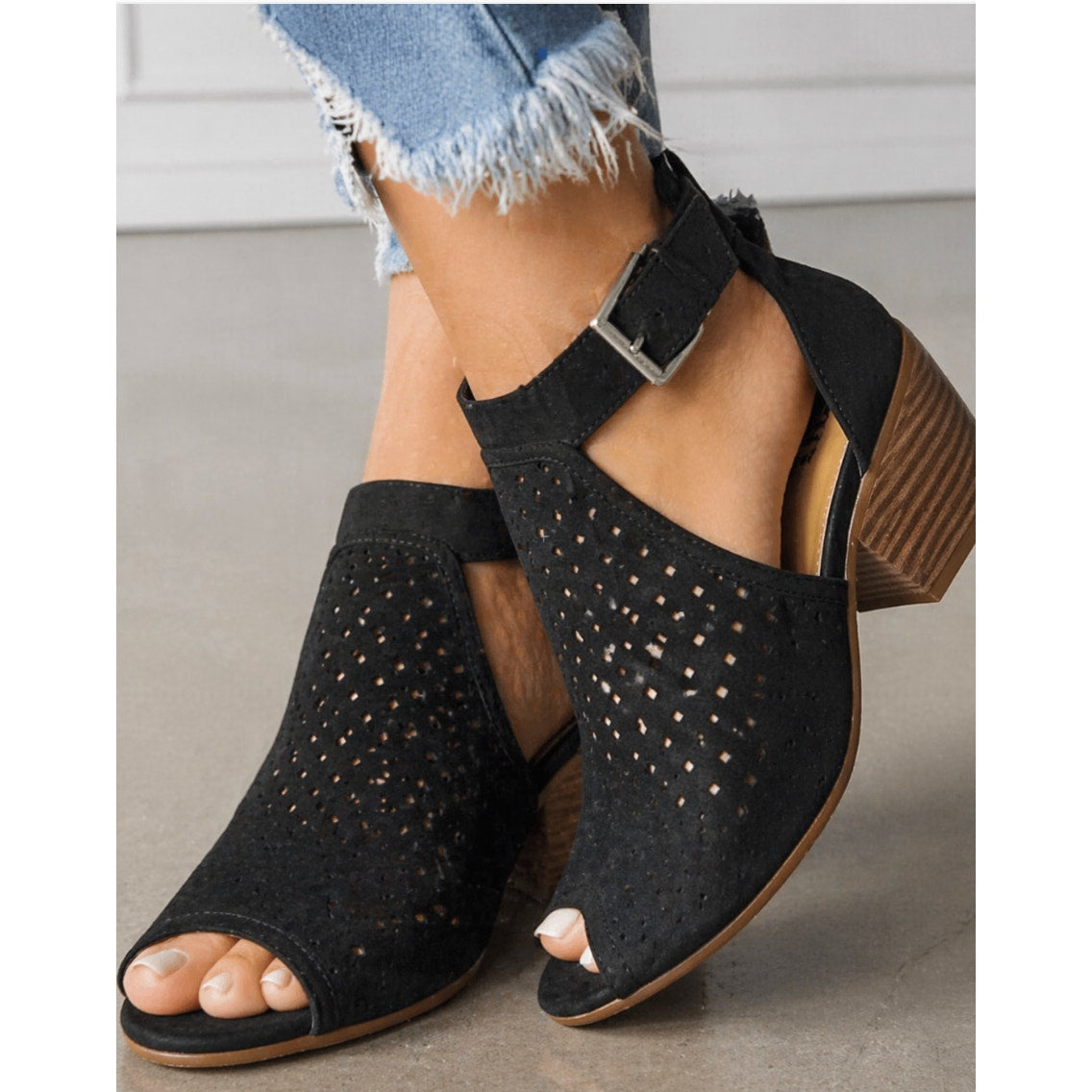 NWB Universal Thread Hannah Women's Open Toed Ankle Heel Boot 7.5 Western Boho