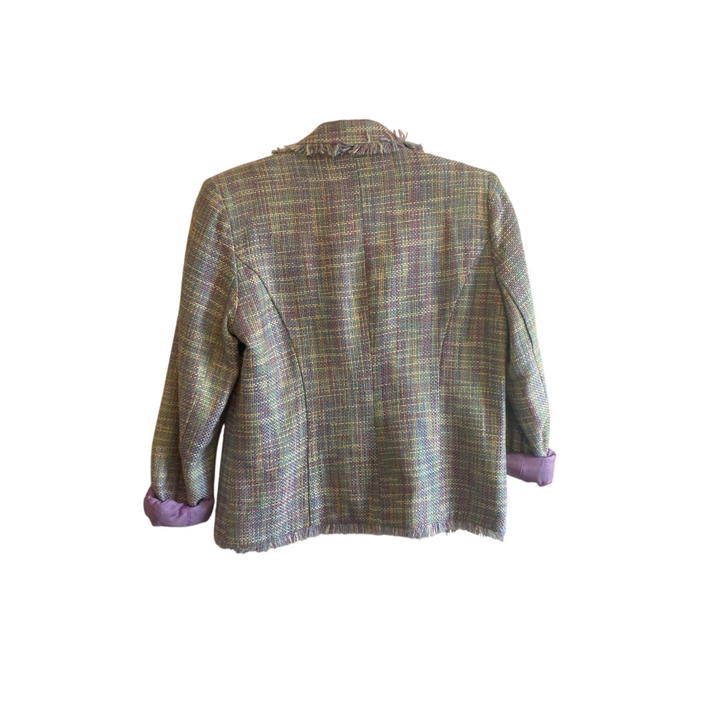 Notches Pastel Patchwork Raw Hem Button Up Small Quirky Retro Vintage Blazer