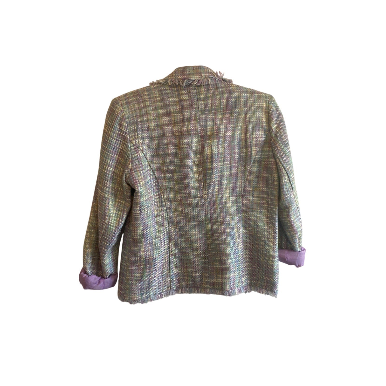 Notches Pastel Patchwork Raw Hem Button Up Small Quirky Retro Vintage Blazer