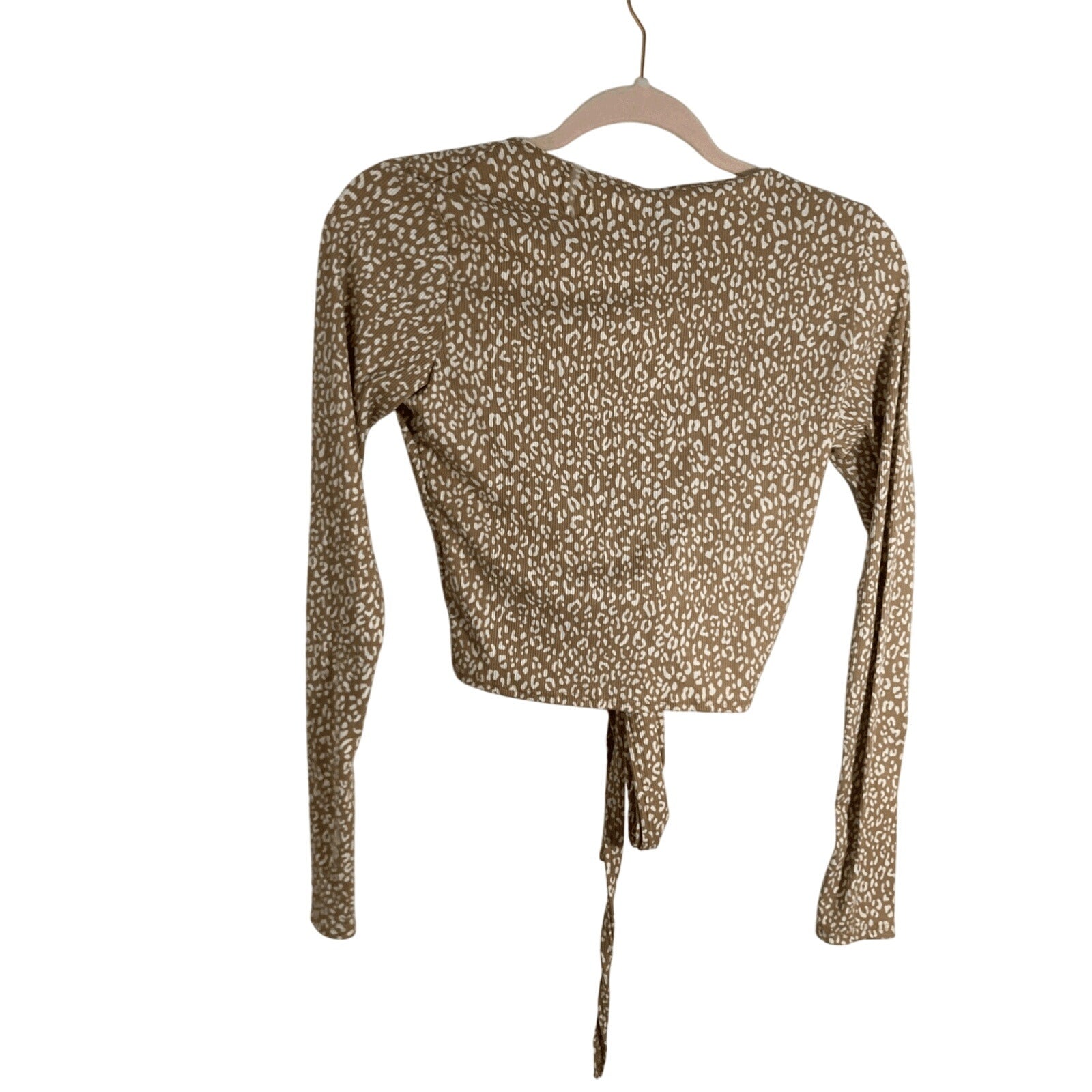 NWT Windsor Women's Small Brown Cream Leopard Printed Wrap Top Girly Go Out S