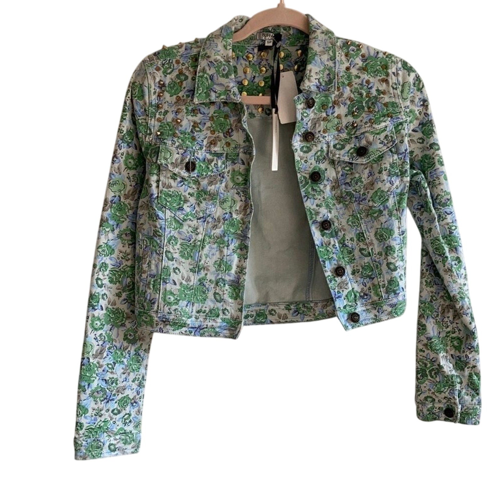 Buffalo David Bitton NWT Floral Studded Crop Denim Cowboy Rodeo Western Boho S