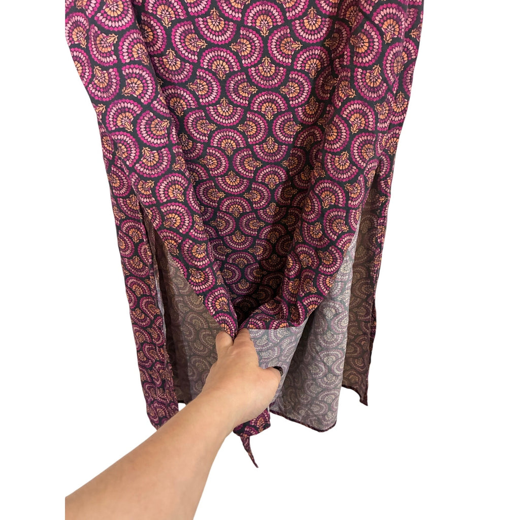 Marine Layer Ryan Midi Slip Skirt Purple Pink Boho Paisley Side Slit 6 Cottage