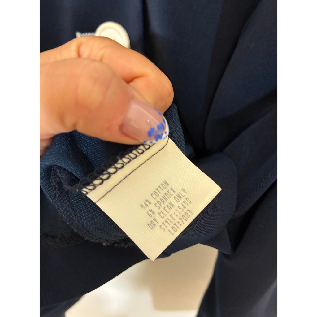 Ilyse Hart Ltd Navy Blazer Old Money Jackie Kennedy Preppy Quiet Luxury Cotton M