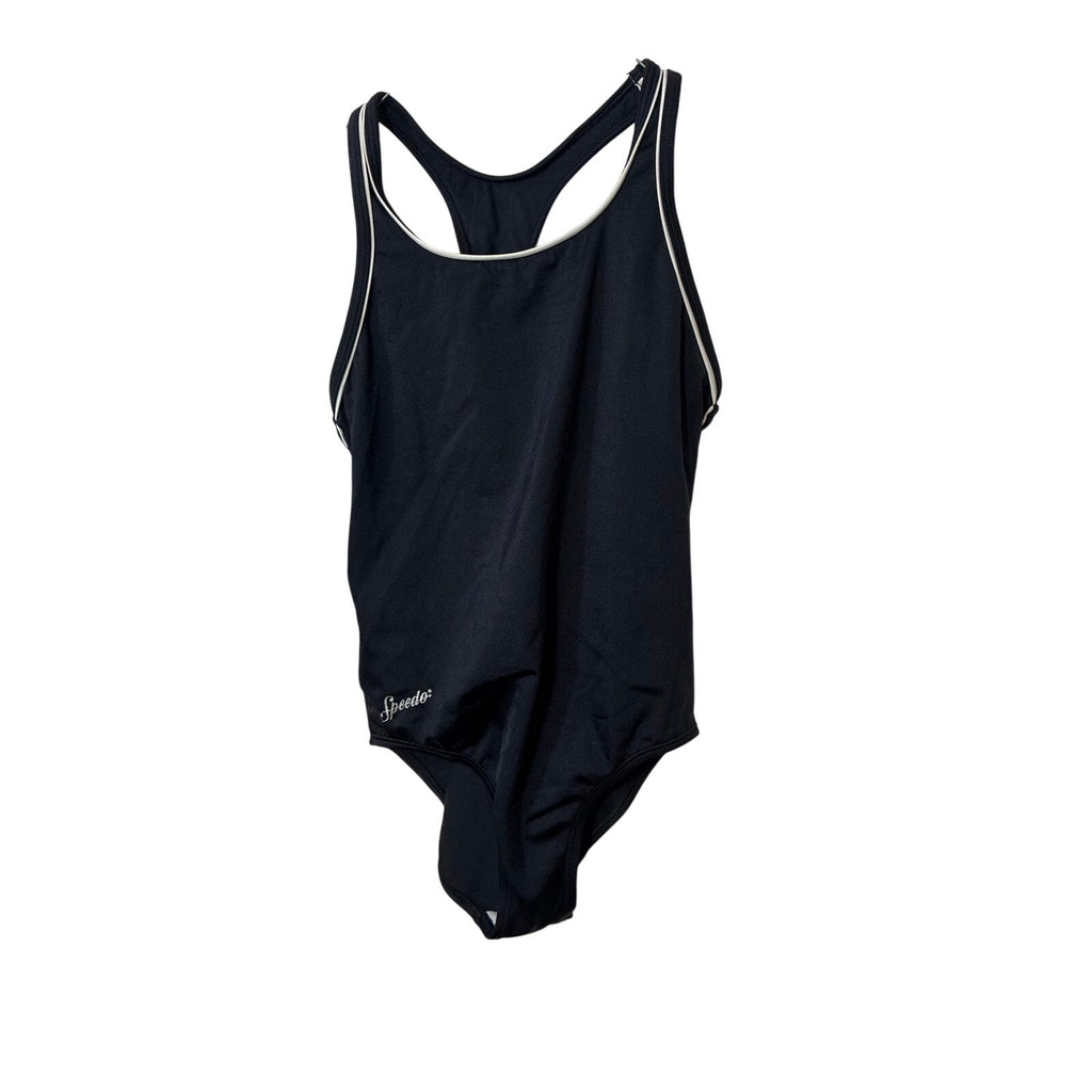 Speedo Girls Size 14 Black One Piece Swimsuit Athletic Racerback Swimwear Sports