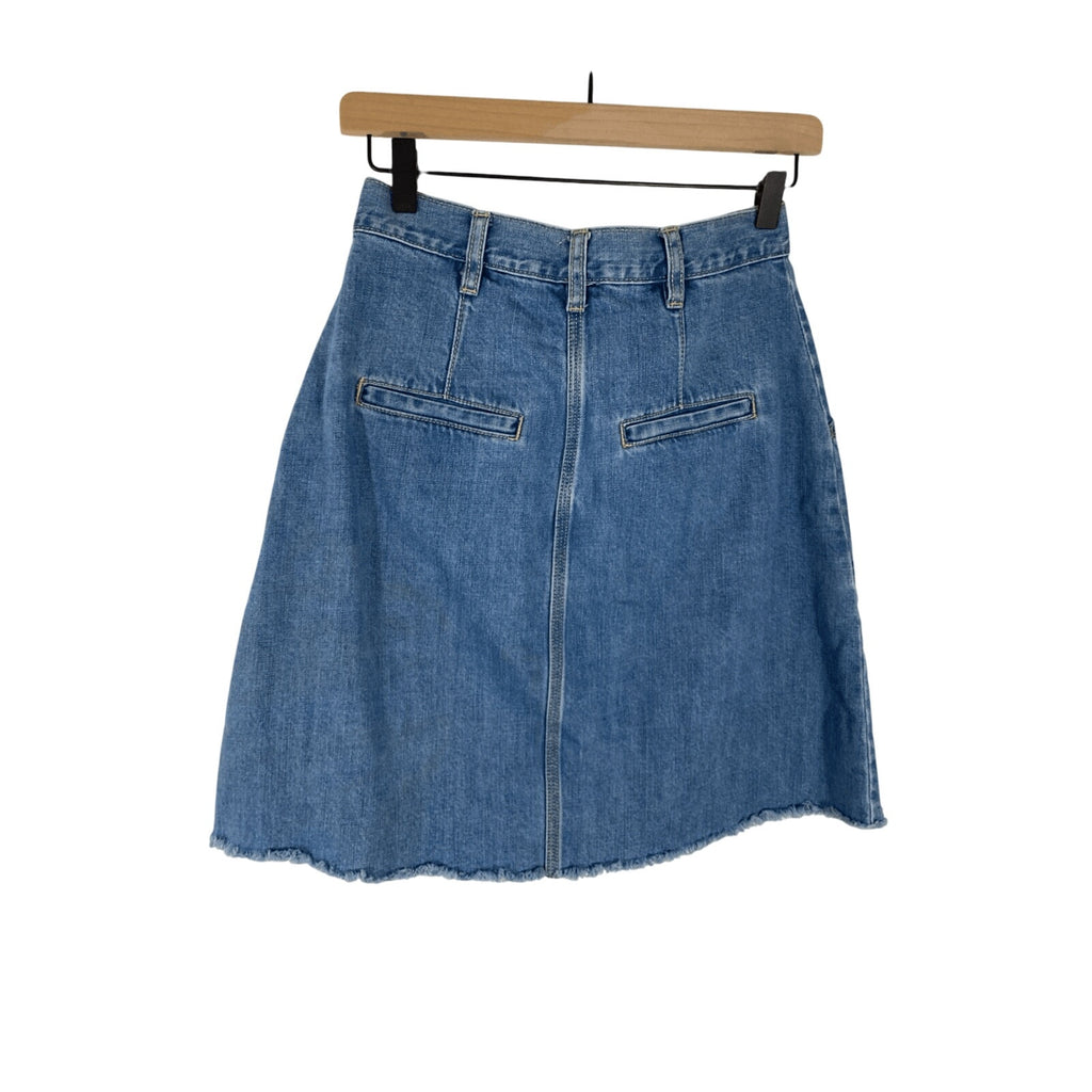 Free People Sz 2 Women's Button Denim Skirt Boho Western Cottage Farmhouse Denim