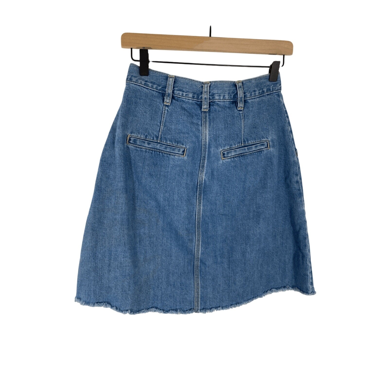 Free People Sz 2 Women's Button Denim Skirt Boho Western Cottage Farmhouse Denim