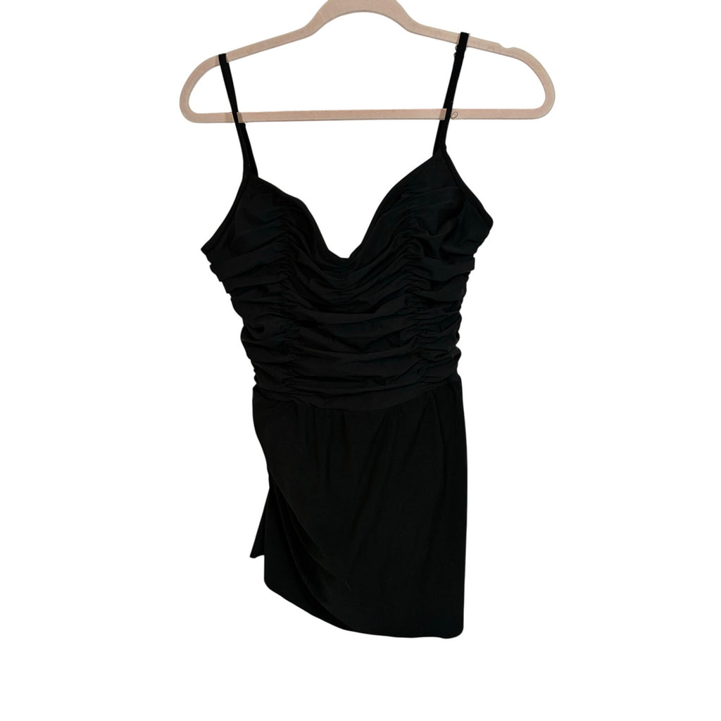 Miracle Suit Magicsuit Rita Black Swimsuit Ruched Flyaway Tummy Control Size 14