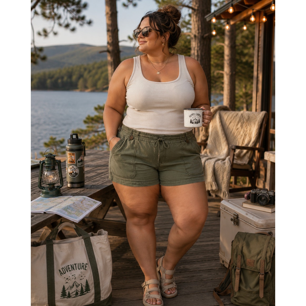 Torrid SZ 22 Women's Front Tie Green Cargo Gorp Core Utility Hiking Camp Shorts