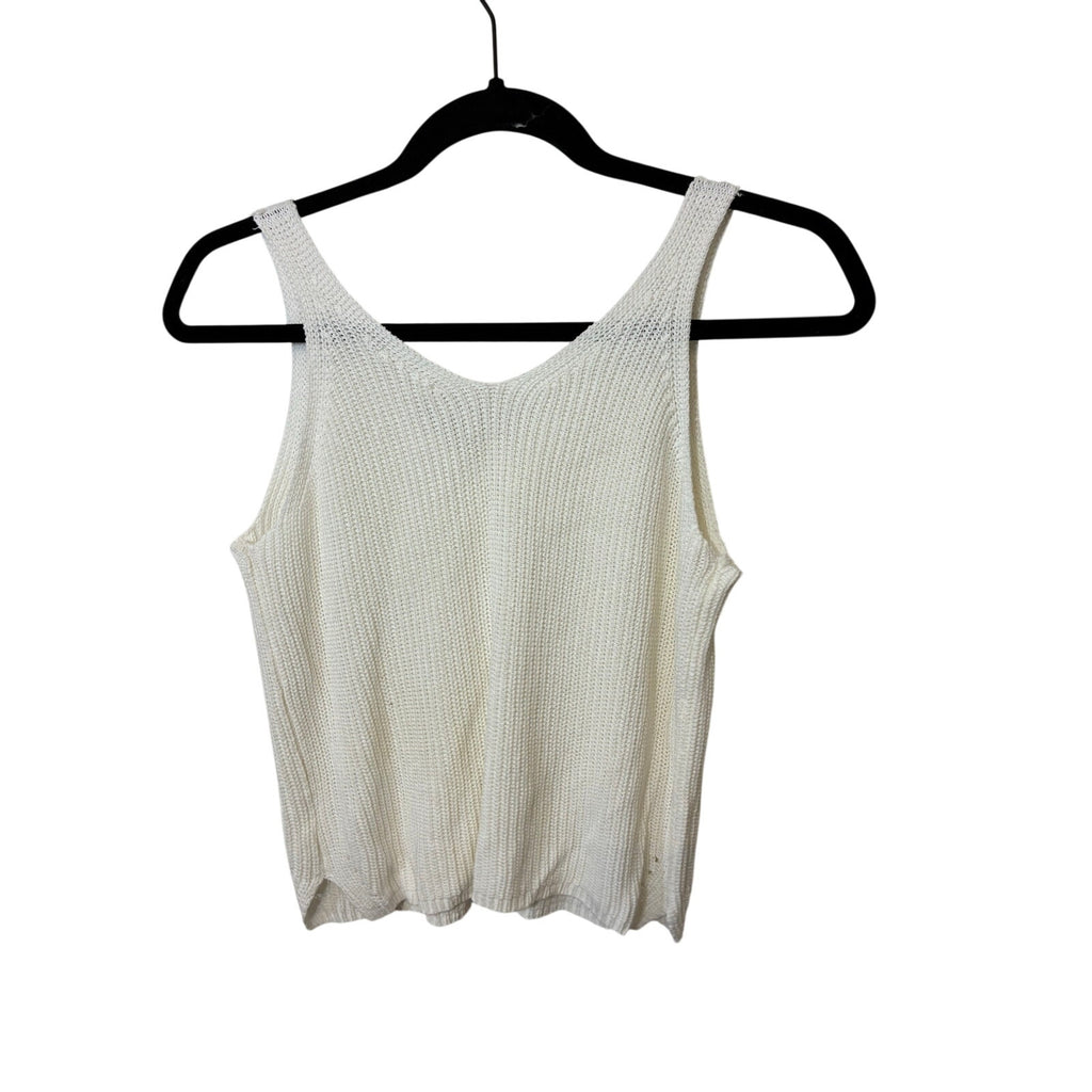 ee:some s/m women's Coastal Open Knit Sleeveless Tank Top White Boho Beachy