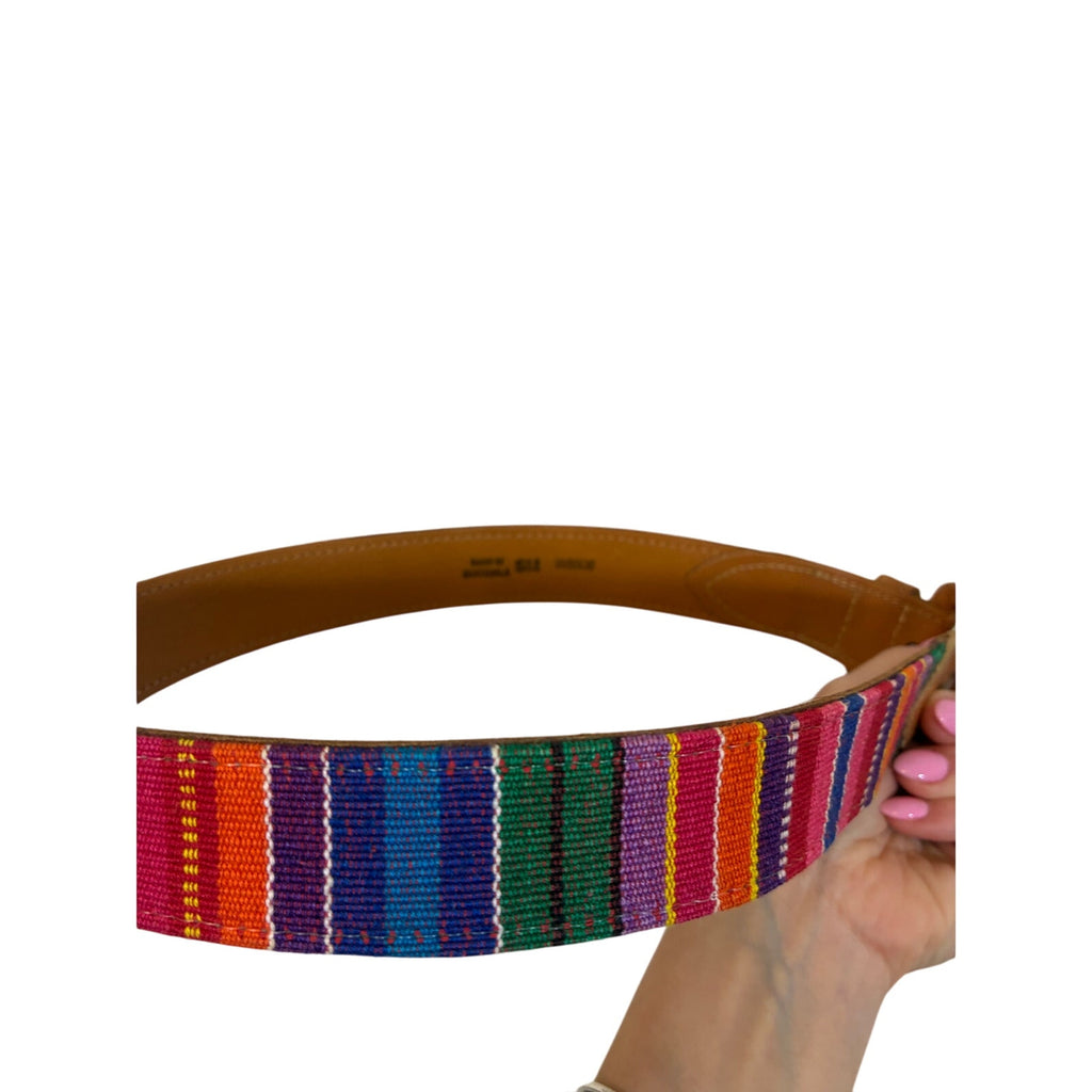 Colorful Woven Guatemalan S Concho Belt Boho Eclectic Rainbow Hippie Woodstock