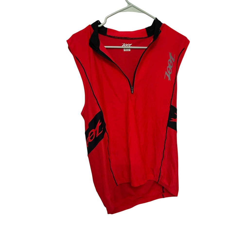 Zoot Tri Sleeveless Jersey Mens XL Red HalfZip Back Pocket Cycling Triathlon Top