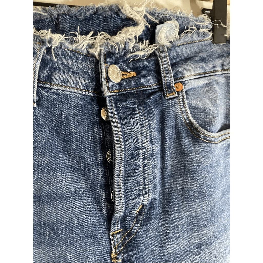 H & M Distressed Raw Hem High Rise Streetwear Comfy Indie Skinny Jeans SZ 28