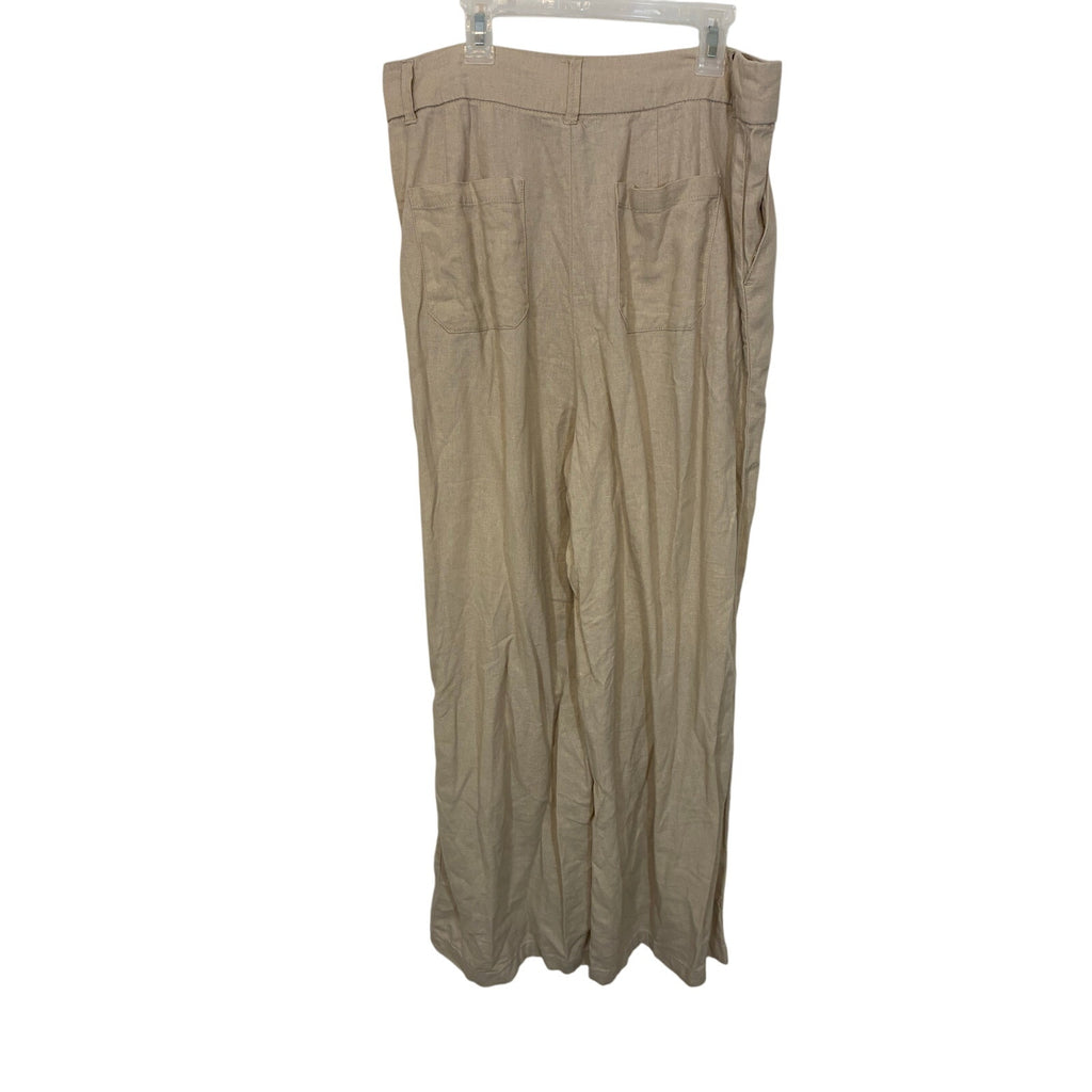 High-Rise Linen Pleat Front Straight Pants Rewash Lagenlook Neutral Gauzy