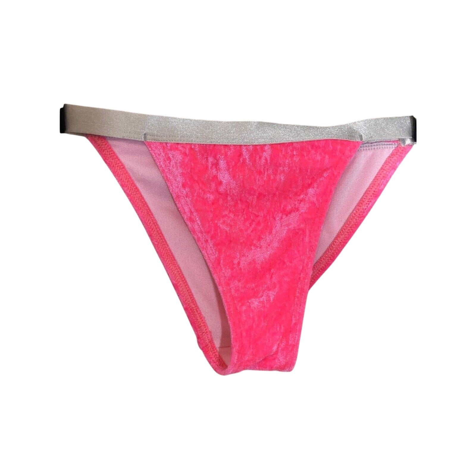 Asos High Waisted Hot Pink Barbie Velvet Cheeky Swim Bottoms