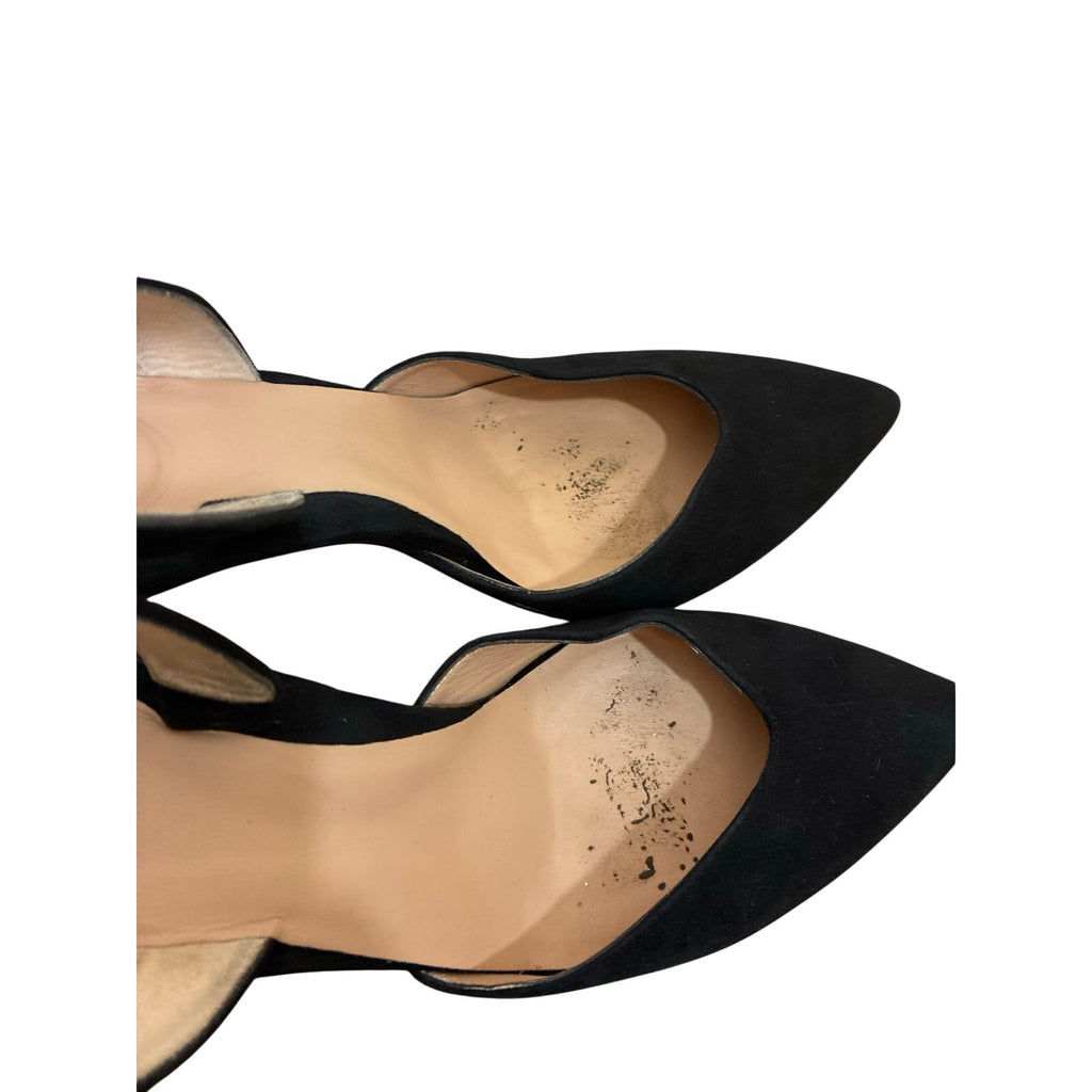 INEZ Black Suede Slingback Pumps Women 8.5 Pointed Toe Comfort Luxury Made Spain