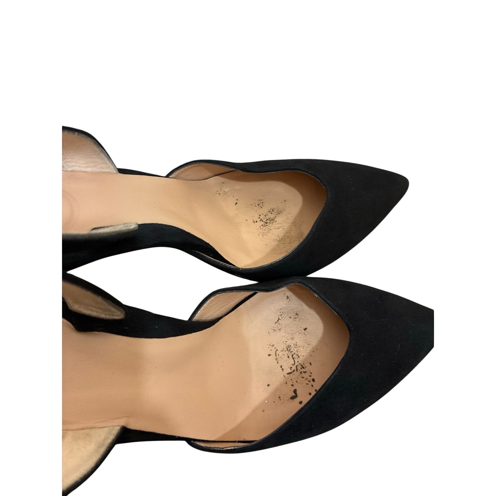 INEZ Black Suede Slingback Pumps Women 8.5 Pointed Toe Comfort Luxury Made Spain