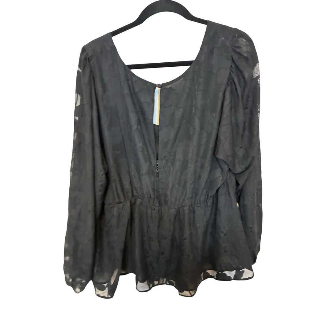 Torrid Peplum Chiffon Clip Floral Blouson Sleeve Top SZ 3 / 3X Whimsy Goth