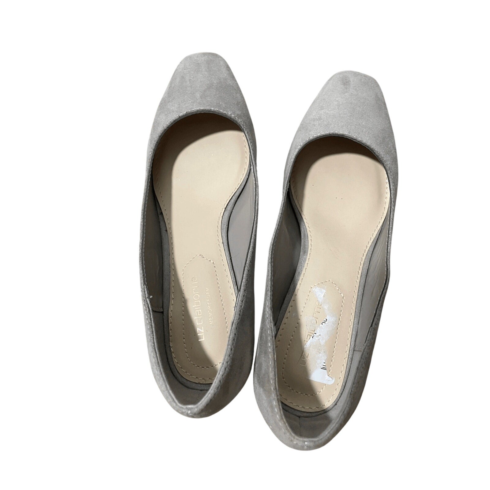 Liz Claiborne Faris Round Suede Block Heel Mute Gray Minimalist Preppy Academia