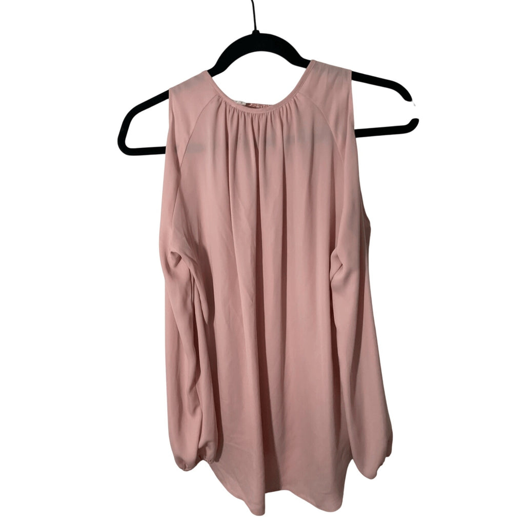 Amanda Uprichard Small Women's Petal Pink Cold Shoulder Peephole Blouse Soft