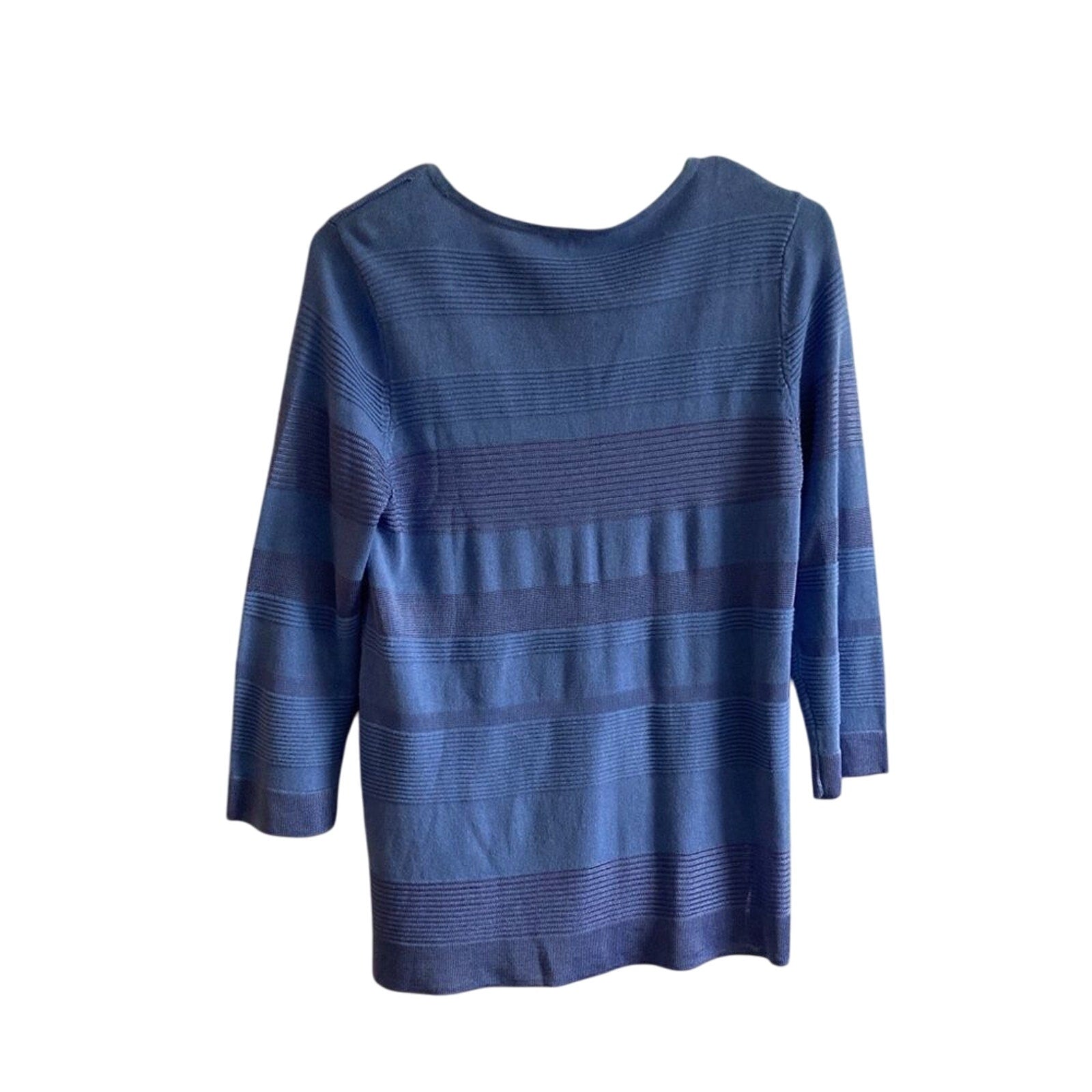 Chico's Striped Old Money Cotton Blue Minimalist Jackie Kennedy Elegant Blouse