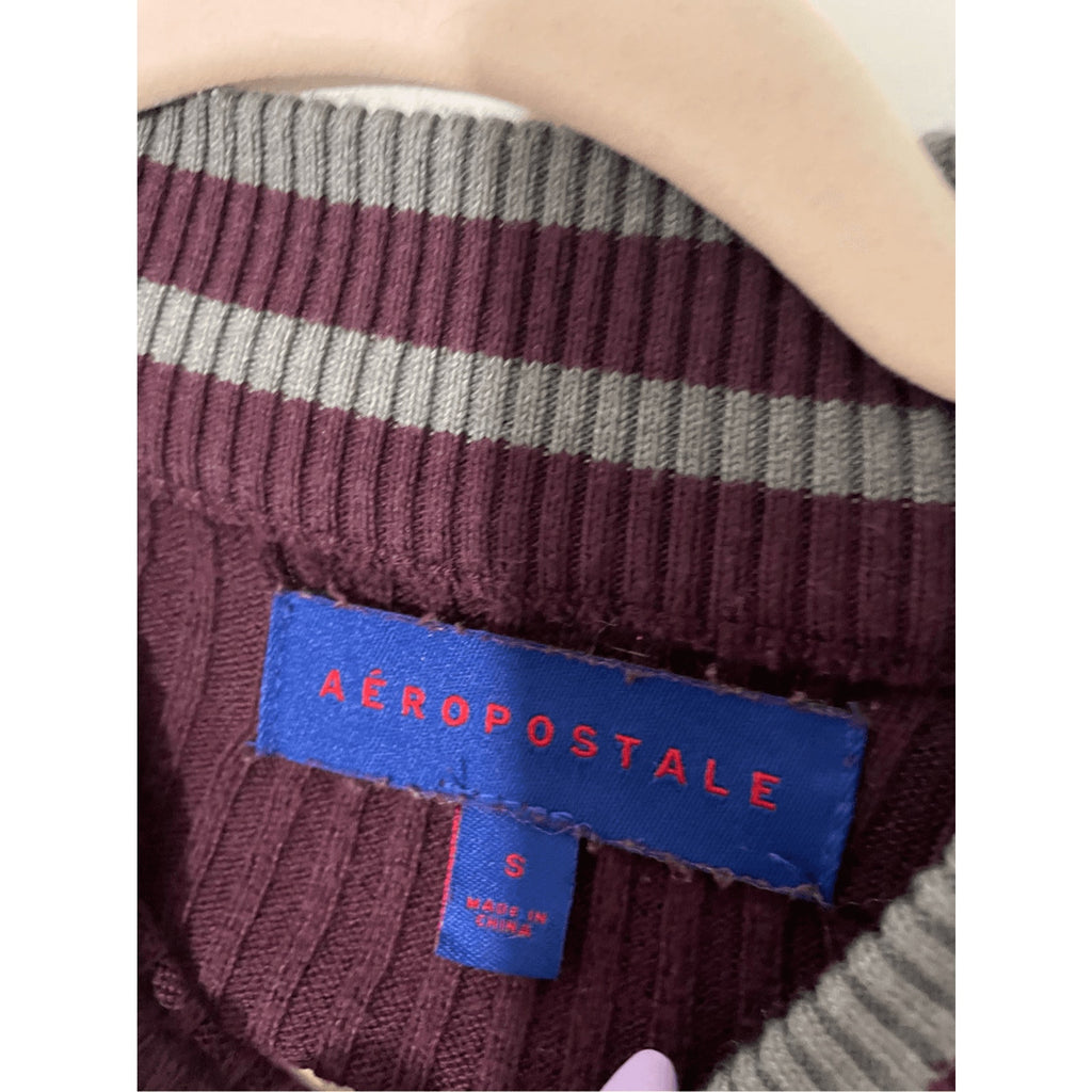 Aeropostale Women's Burgundy Y2K Streetwear Long Sleeve Turtleneck S Academia