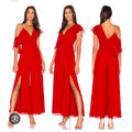 Revolve Fame and Partners Red Asymmetrical Ruffle Jumpsuit Glam Event Wedding 0