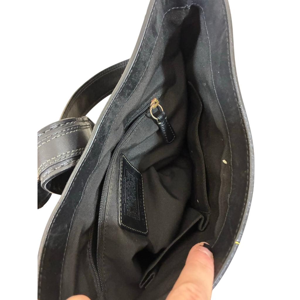 Coach Vintage Black Canvas Monogrammed Shoulder Hobo Bag Legacy Signature