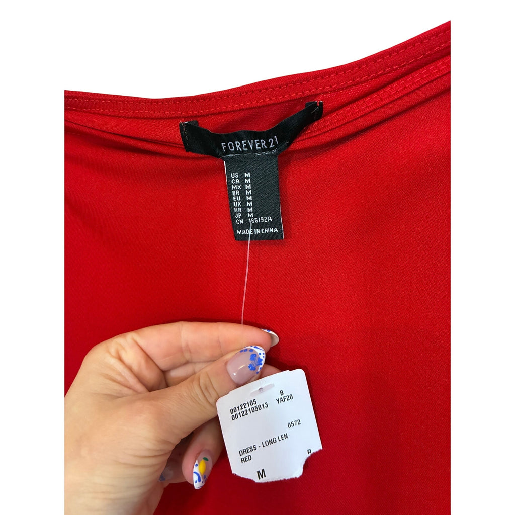 NWT Forever 21 Red Side Slit Body Con Dress Even Glam M Holiday Business Stretch
