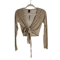 NWT Windsor Women's Small Brown Cream Leopard Printed Wrap Top Girly Go Out S