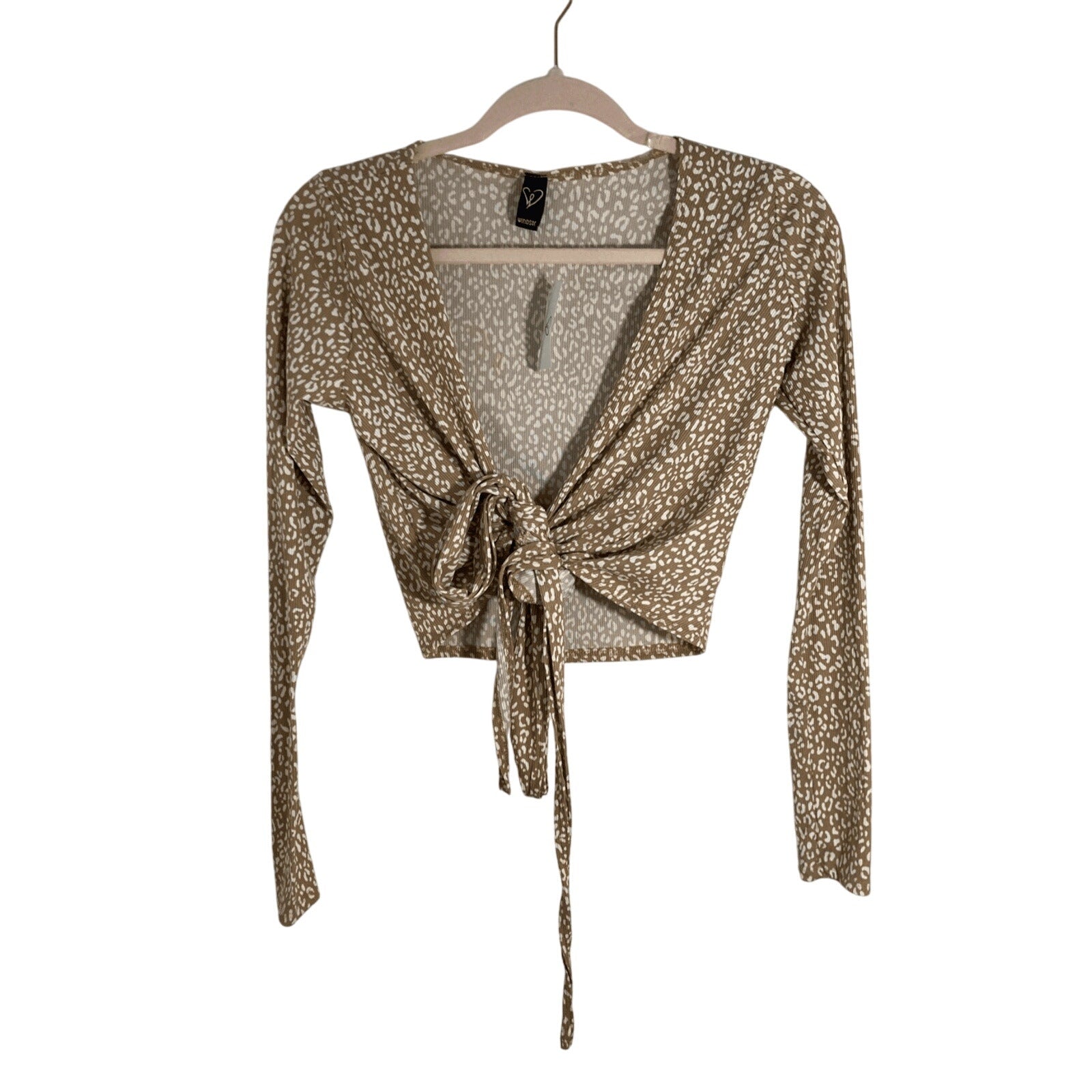 NWT Windsor Women's Small Brown Cream Leopard Printed Wrap Top Girly Go Out S