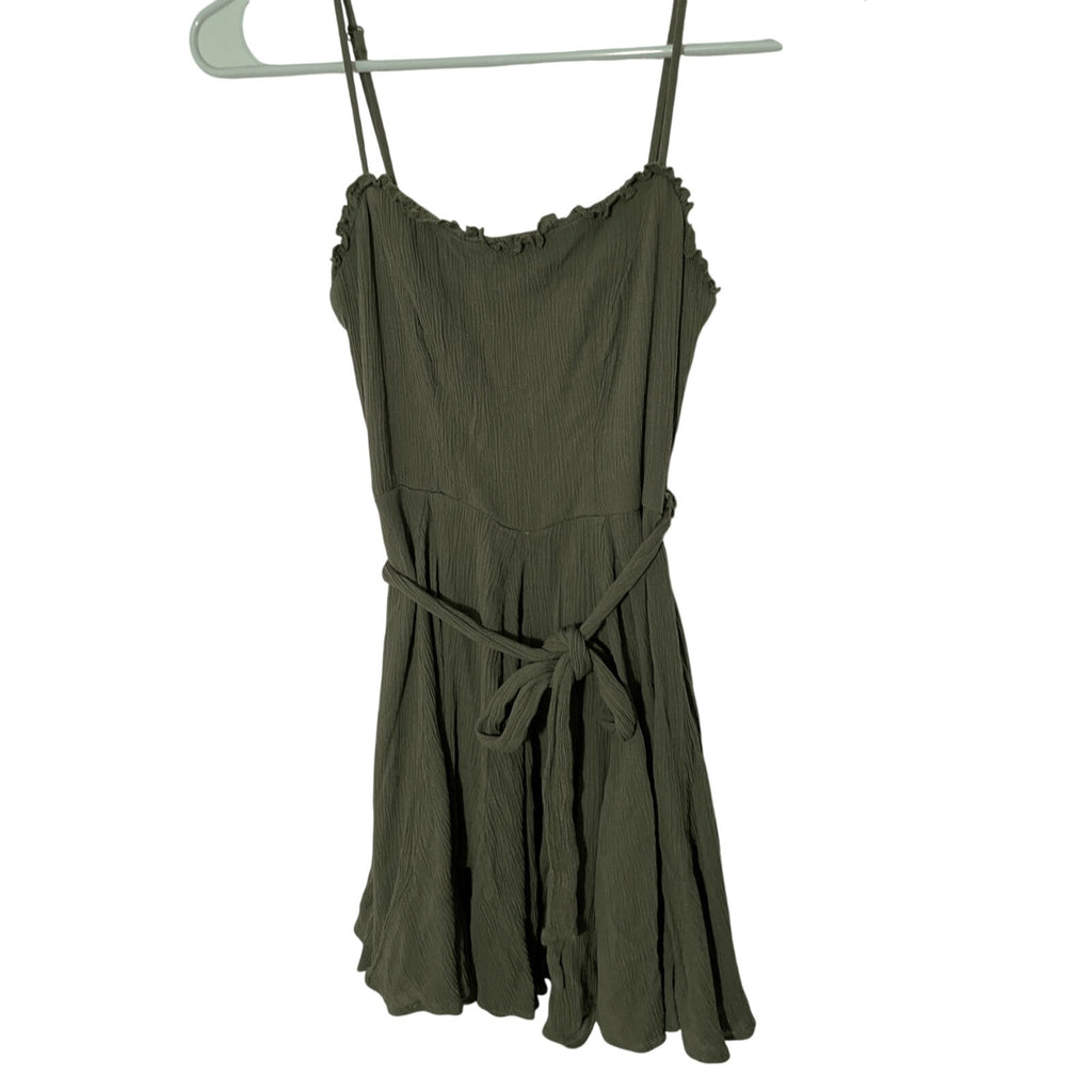 B Darlin Army Green Sz 0 Women's Earthy Front Tie Cottage Farmhouse Mini Dress