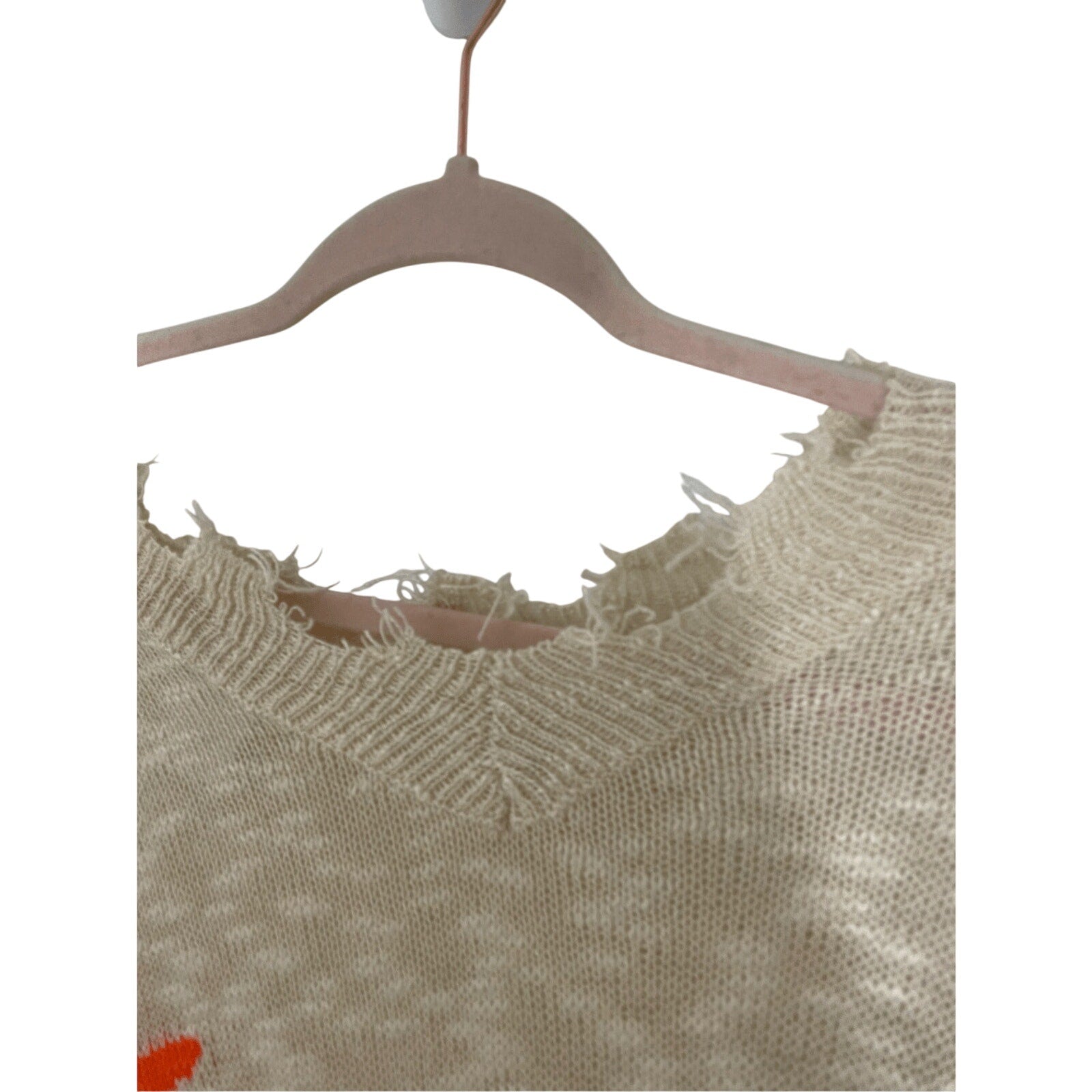 Main Strip Star Distressed Sweater Scoopneck Preppy Teacher Funky Oversized M