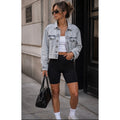 Athleta Women's Front Button Up Acid Wash Oversized Denim Trucker Jacket Small
