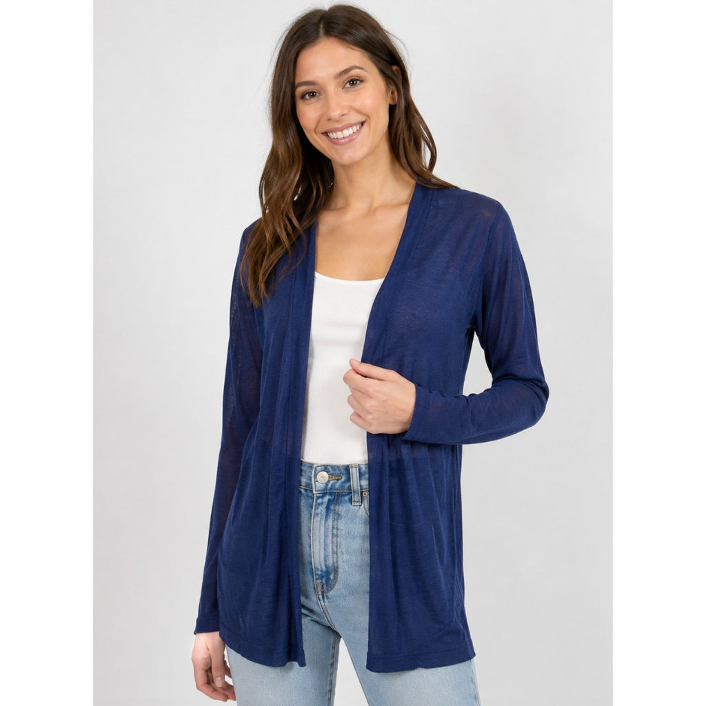 Cynthia Rowley Navy Linen Cardigan Lightweight Open Front Long Sleeve Women’s XS