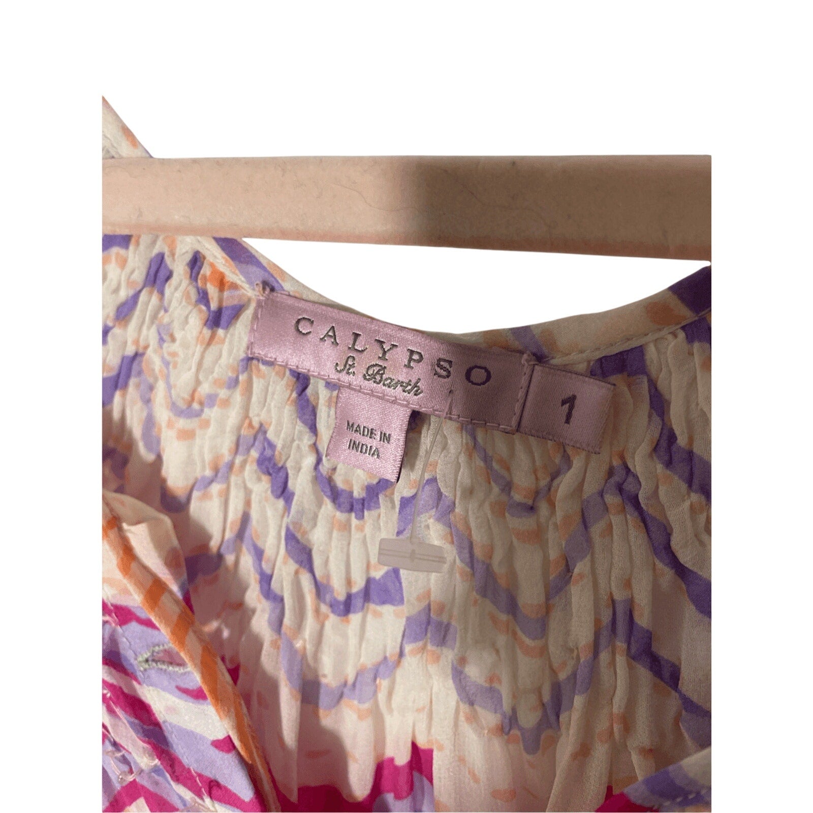 Calypso St. Barth Multicolour Printed Silk Cover Up Front Pearl Button Tunic