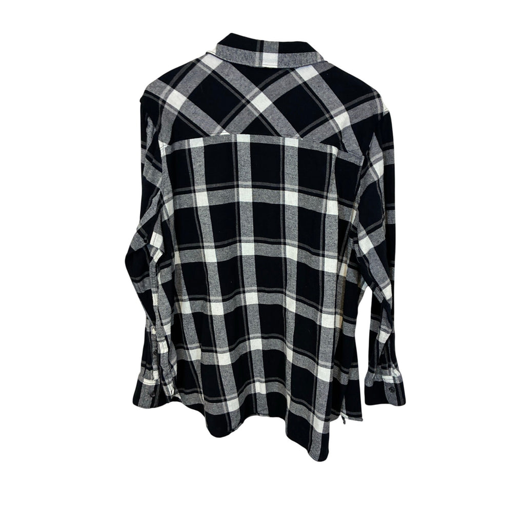 Woolrich plaid button-up flannel Gingham Black White Lumberjack Gorpcore XXL