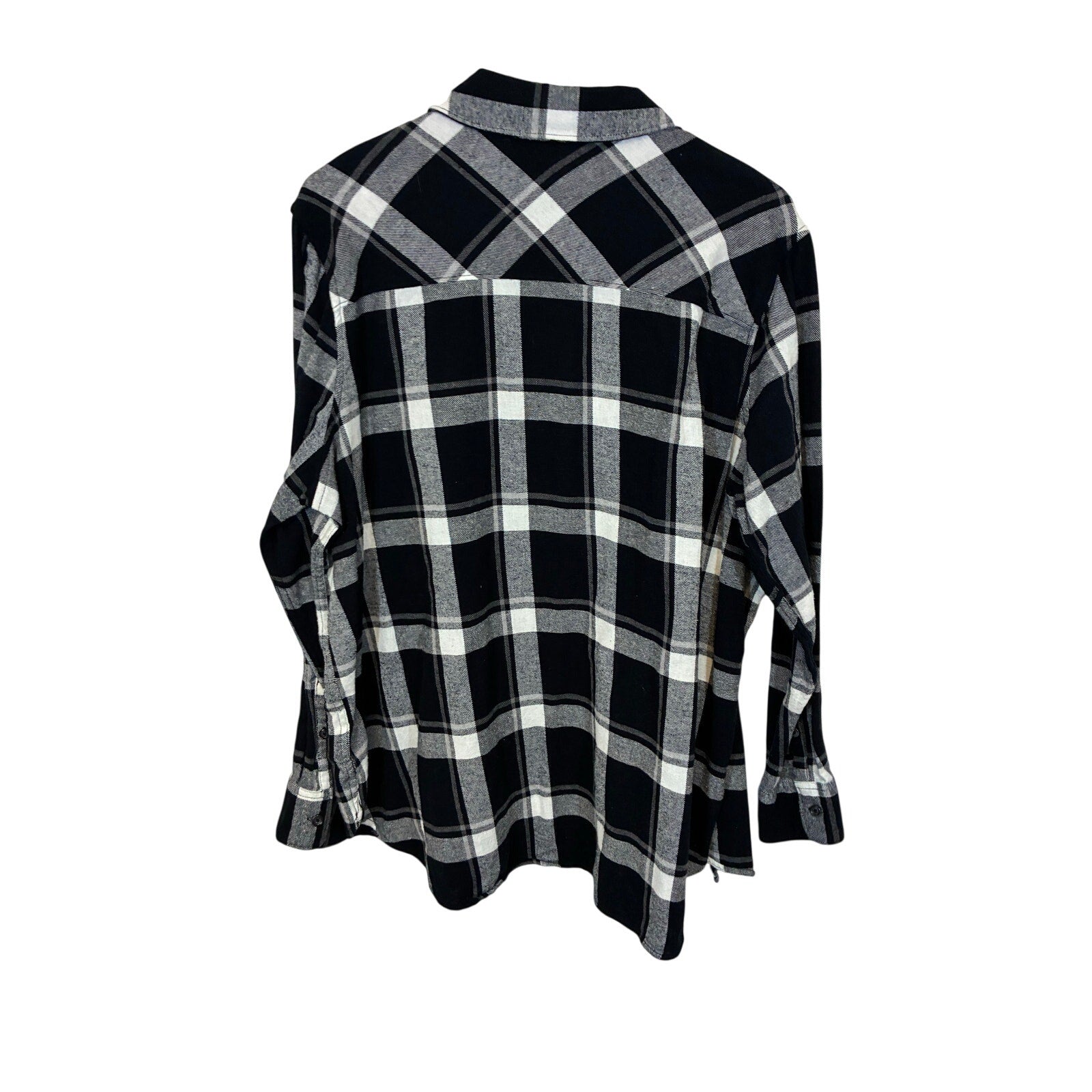 Woolrich plaid button-up flannel Gingham Black White Lumberjack Gorpcore XXL