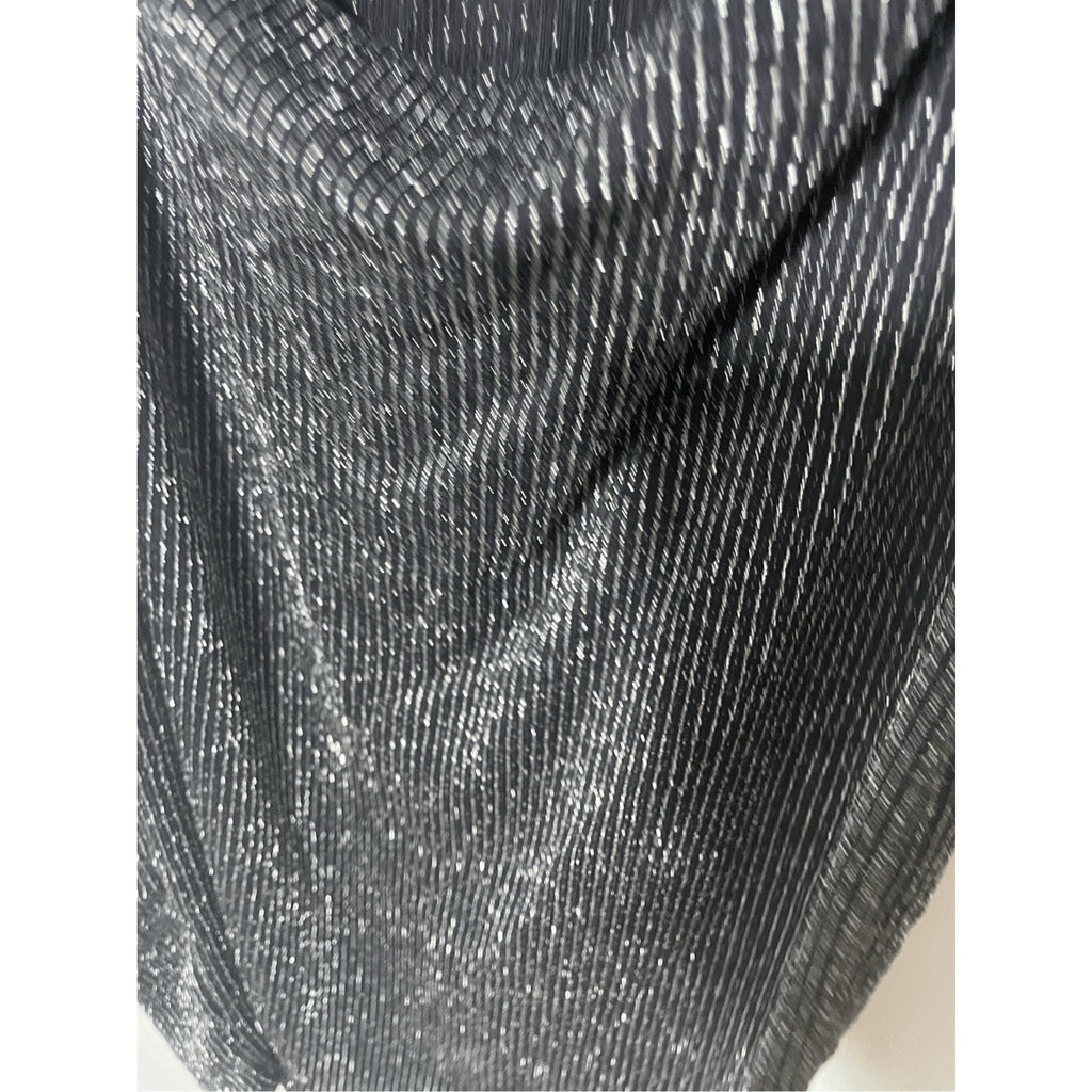 See You Monday Dress Women Large Black Silver Metallic Cutou Bodycon Sleeveless