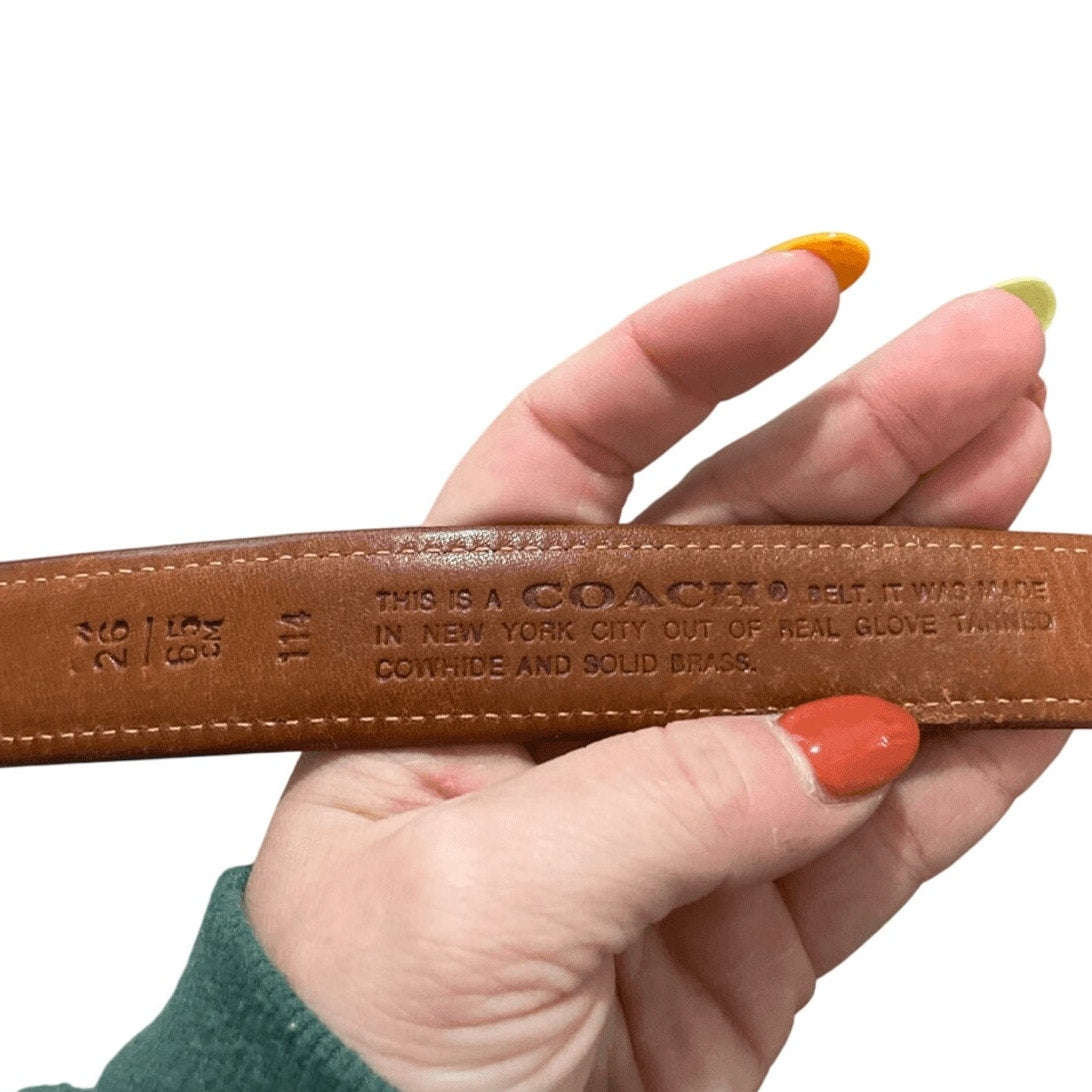 Vintage Coach Women's Brown Leather Quiet Luxury Belt 26IN/65CM