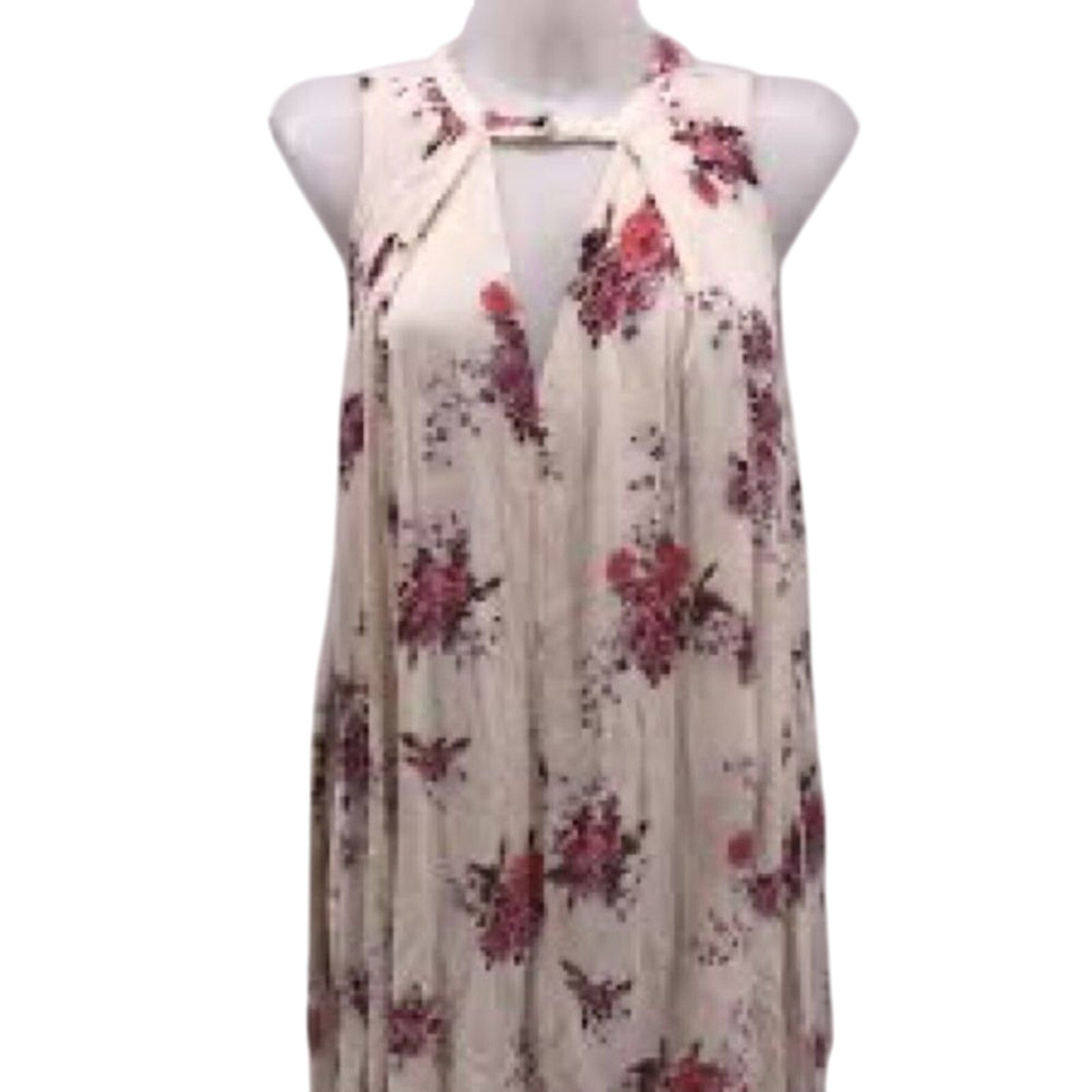 Free People Boho  Western Bloomcore Tunic Floral Flowy Peephole Tank Dress SZ XS
