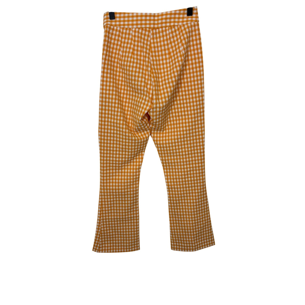 Bershka Orange Gingham Y2K Cropped Flare Pants High Waisted Retro Preppy Plaid 0