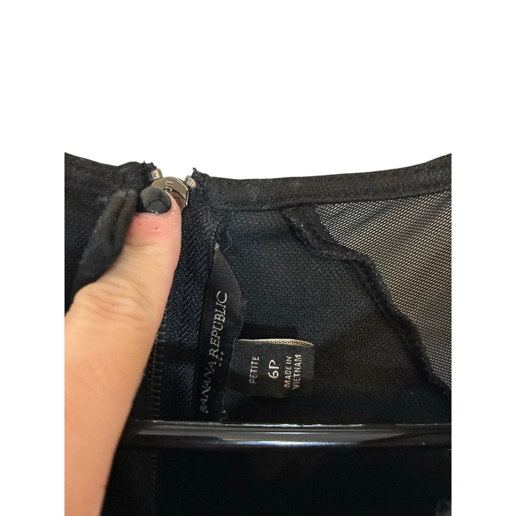 Y2K Banana Republic Black Mesh Panel Sheath Dress 6P Elegant Cocktail Event