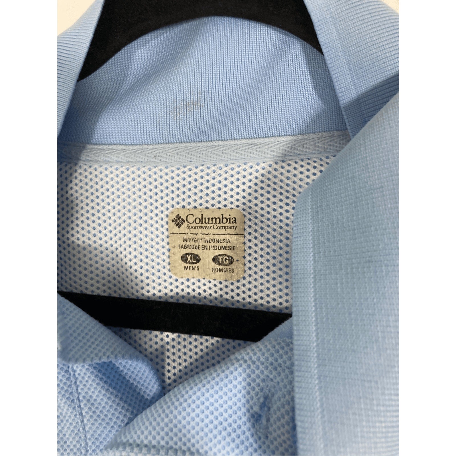 Men's Columbia PFG Button Up Polo Baby Blue XL Gorpcore Utility Fishing Outdoprs
