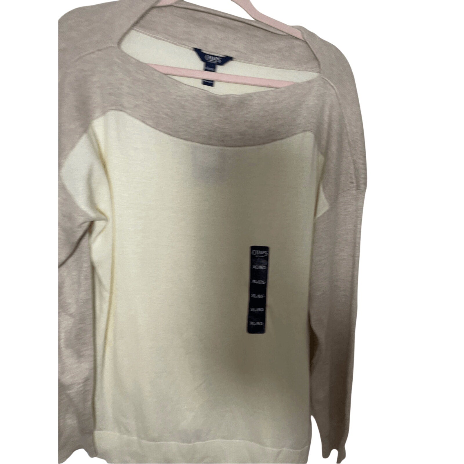 NWT Chaps  Colorblock Ivory Sweater Old Money Comfy Quiet Luxury Neutral XL
