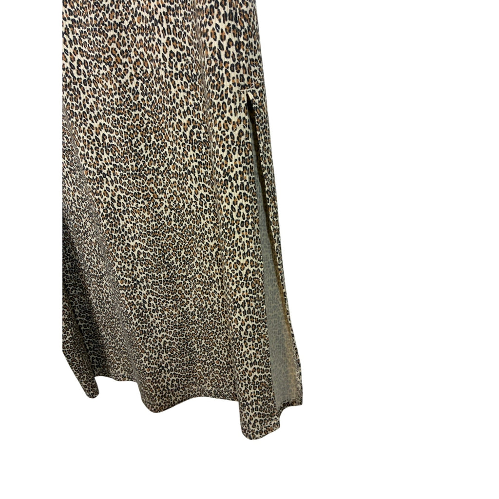 American Eagle Leopard Print Maxi Skirt Side Slit Neutral Animal Print Boho L