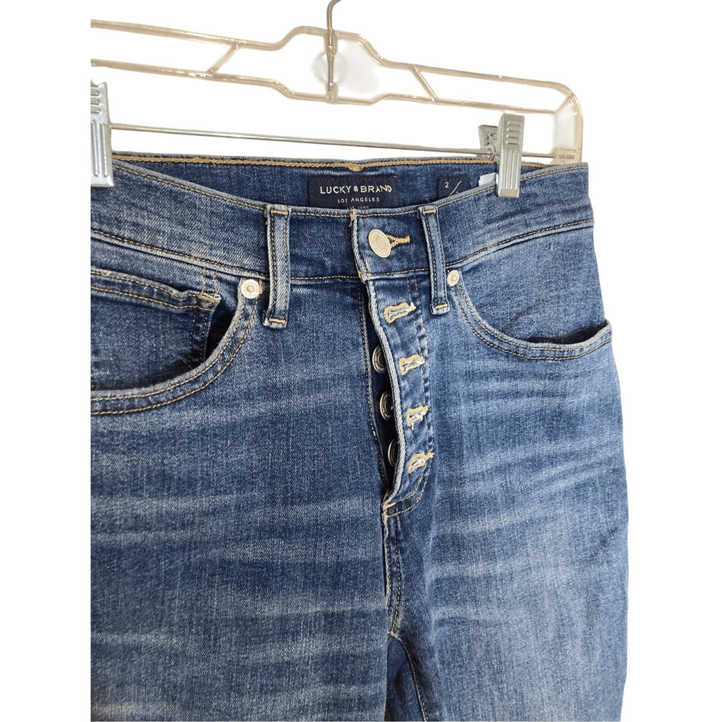 Lucky Brand High Rise Exposed Button Fly Dark Wash Denim Brigette Jeans SZ 2/26
