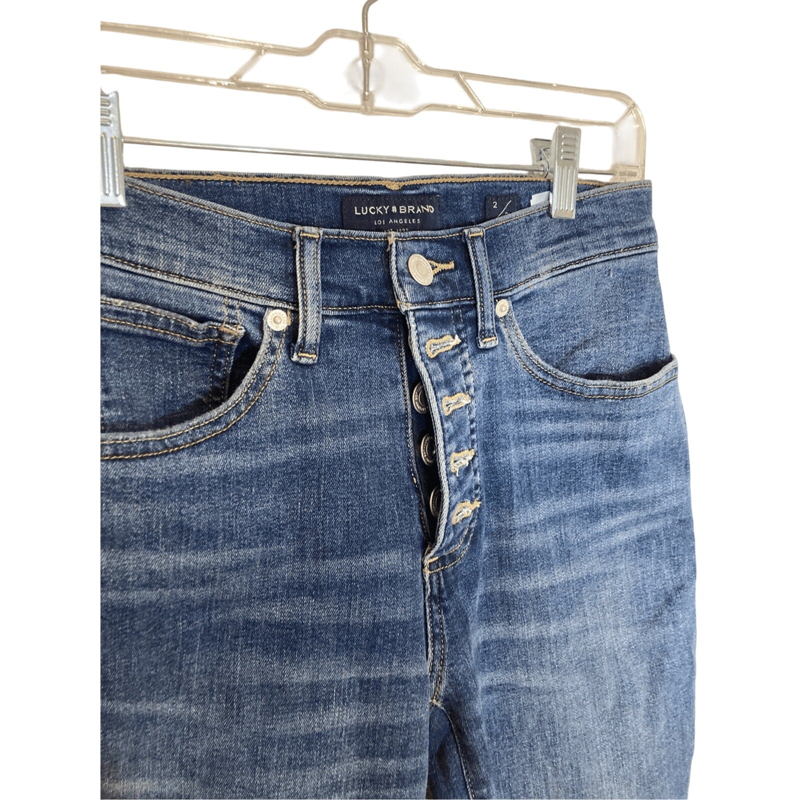 Lucky Brand High Rise Exposed Button Fly Dark Wash Denim Brigette Jeans SZ 2/26
